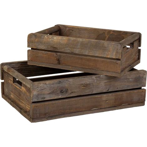 Set 2 cajones de madera marrón 49x33x15-39,5x26x13h cm