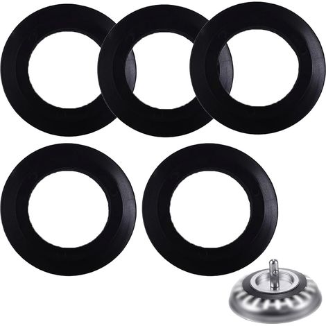 Lot de 5 joints toriques en caoutchouc pour bondes d'évier. Diamètre extérieur : 54 mm, diamètre intérieur : 32 mm. Couleur : noir. (1/5)