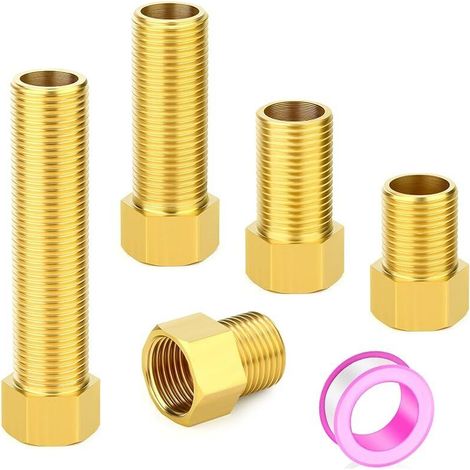 piezas de extensión de tubería de latón, adaptador convertidor de buje hexagonal de tubería de 1/2" hembra a 1/2" macho, 30 mm/40 mm/50 mm/70 mm/100 mm