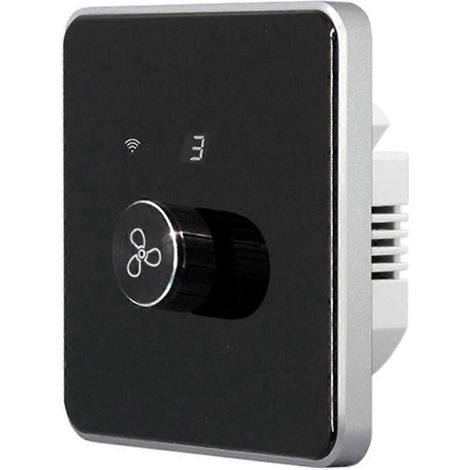 Interrupteur Wi-Fi pour ventilateur de plafond Tuya à 5 vitesses avec télécommande (noire) - (1/5)