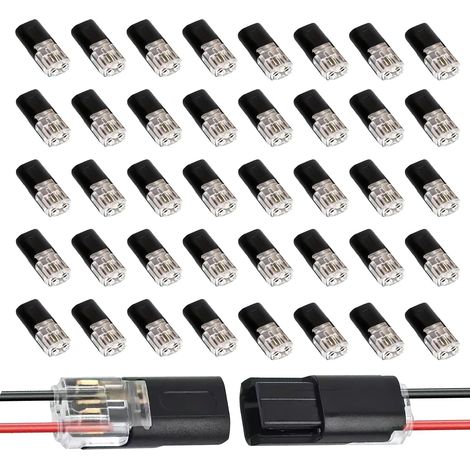 40 Connecteur Electrique Etanche 2 Fils Rapide 12V 2 Broche, Connecteur Electrique Sans Soudure Pour Auto LED Maison Extérieur Connexion Fiable (1/5)