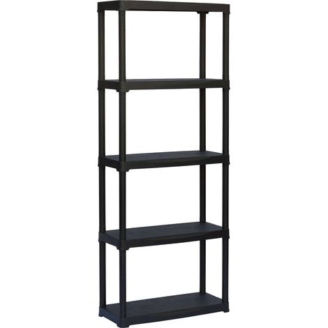 Dmora Mehrzweckregal mit 3 Regalboden aus Polypropylen, Mehrzweckregale für Innen oder Außenbereich, 100% Made in Italy, cm 70x30H176, Anthrazitfarbe