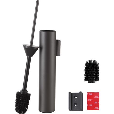 Brosse WC Murale Cylindrique, Porte-Brosse Toilettes WC Acier INOX sans perçage, Porte-Brosse WC avec Gobelet Intérieur Amovible pour Un Nettoyage Faciles de la Salle de Bain (1/5)
