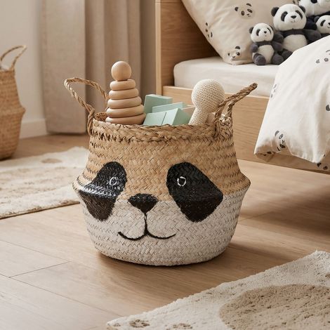 Panier de rangement enfant Belly avec poignées - COMPACTOR - 25 x 25 x H.24 CM - Naturel (1/5)