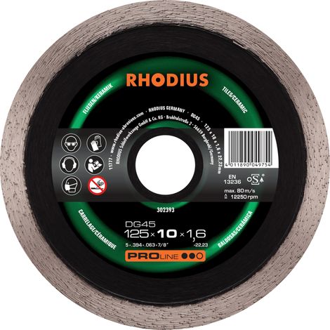 RHODIUS DG45, 1 Stück, 115 x 10,0 x 1,6 mm, Diamanttrennscheibe (1/2)