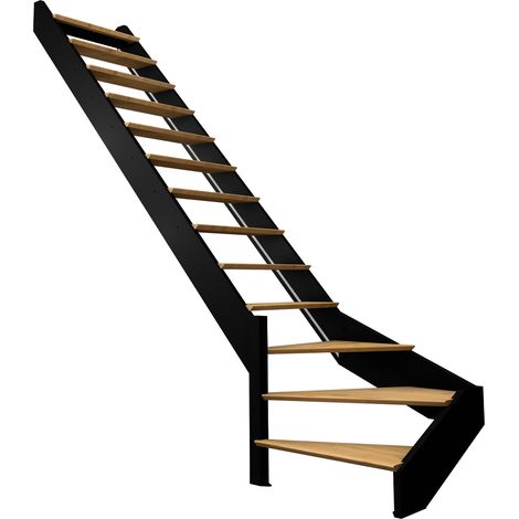 Escalier quart-tournant gauche noir à LED intégrées, Spectra KORDO