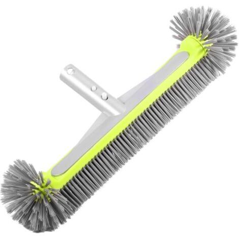 Brosse professionnelle robuste pour murs et carrelages de piscine, tête de brosse ronde de 44,5 cm avec manche en aluminium robuste, poils en nylon de qualité supérieure avec clip EZ (1/4)