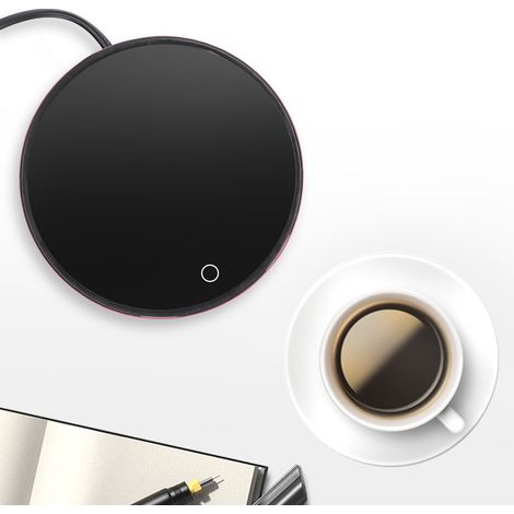 Plateau chauffant mug [Café] Aluminium ABS Silicone 119mm Thermostat 55°C 18W Bleu Rouge Bureau Maison Cadeau (1/5)