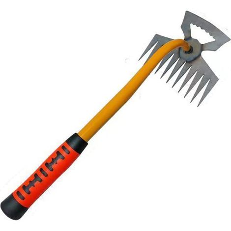 Désherbeur Manuel, Extracteur Racines Pro 11 Griffes INOX - Désherbeur Manuel à Long Manche (35.5cm) pour Pissenlits et Herbes Tenaces avec Manche en Caoutchouc (1/5)