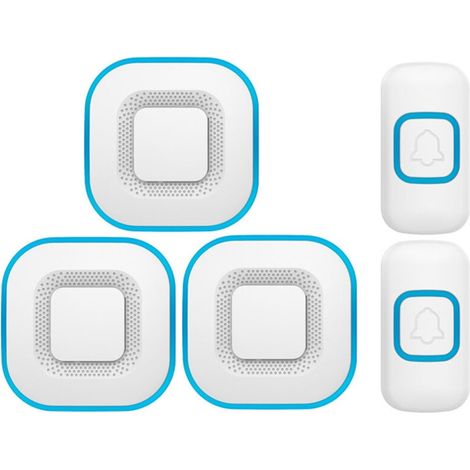 Sonnette sans fil intelligente - 3 sonnettes, 2 boutons - Blanc - Design moderne pour la maison. (1/5)
