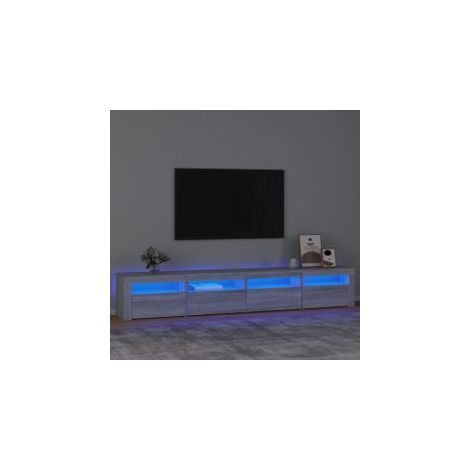 Meuble TV avec lumières LED Sonoma gris 240x35x40