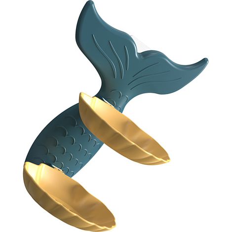 Porte-savon mural double couche en PP en forme de poisson rouge, avec égouttoir intégré, pour salle de bain, bleu et jaune. (1/5)