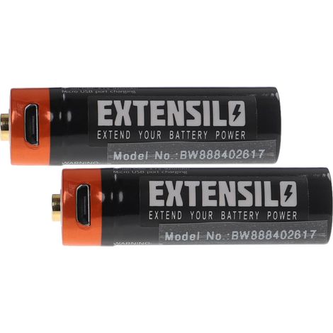 EXTENSILO 2x AA Mignon Akkus mit Micro USB-Anschluss (920 mAh, 1,5 V, Li-Ion)