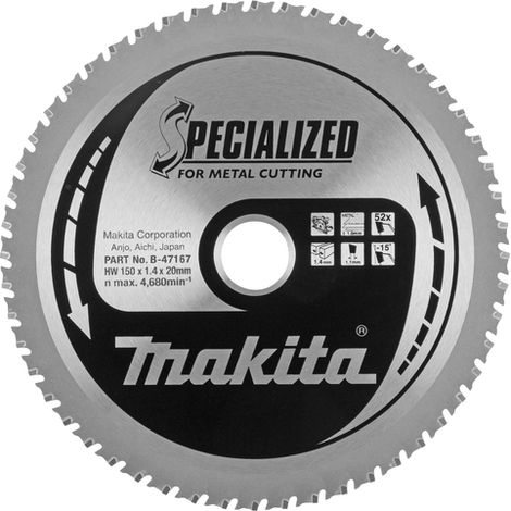 Lame de scie pour le métal Makita 150x1 7x20 0 mm Z52 -15°