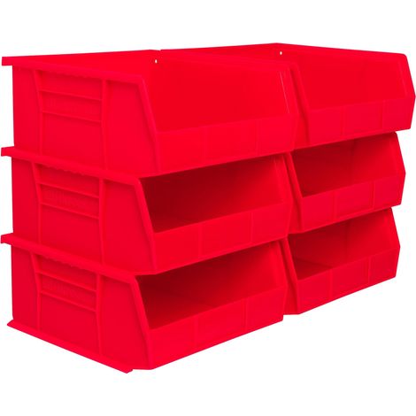 empilage de rangement en plastique à suspendre Poubelle, 27,9 cm par 27,9 cm par 12,7 cm, Rouge, étui de 6 (1/5)