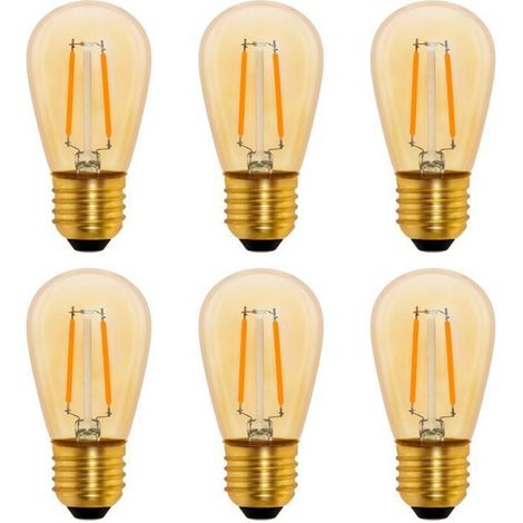 Ampoule LED à filament S14 Vintage E27, 1 W, couleur ambre, équivalent à une ampoule incandescente de 10 W, non dimmable, blanc chaud 2200 K, 220 V CA, lot de 6. (1/5)