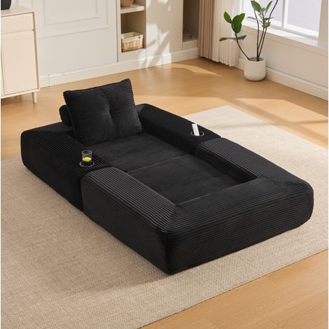 Canapé convertible 122x98x80 cm en tissu noir, gain de place pour salon moderne FloraGrace (1/5)