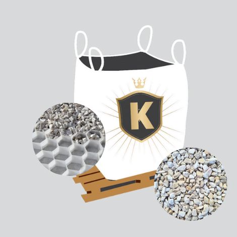 King Matériaux – Kit gravillons 6/10mm 1,5T – 20m2 dalles stabilisatrices blanches – Pour aménagements extérieurs durables – Livraison en palette (1/3)
