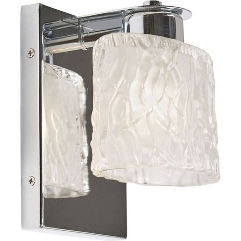Wandlampe Spiegelleuchte Badezimmerlampe chrom LED Flurleuchte Glas geschliffen (1/2)