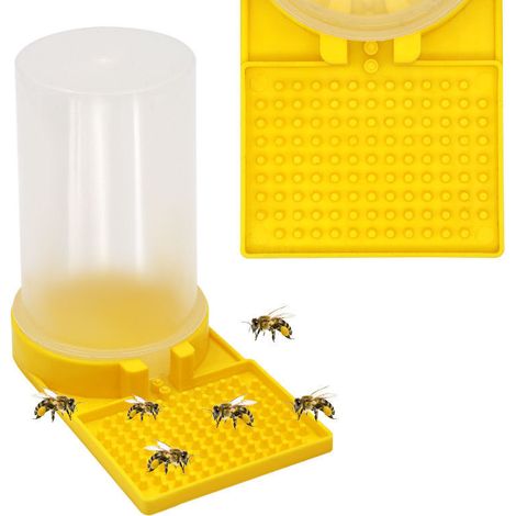 Abreuvoir d'entrée de ruche pour abeilles, station d'abreuvement avec support anti-noyade, bol d'eau pour abeilles mellifères et papillons, matériel apicole plastique résistant pour jardin et cour ext (1/5)