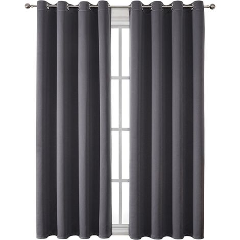 Rideau occultant gris anthracite — Séparateur de pièce thermo-isolant — Adapté aux portes-fenêtres coulissantes — Panneau unique (100" x 84") (1/5)