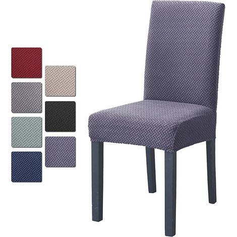 6 Pièces Housse de Chaise, Imprimé Matériau Spandex élastique,Amovible Lavable,Couverture Extensible Chaise pour Décoratio Maison Hôtel Restaurant-Gris foncé (1/5)