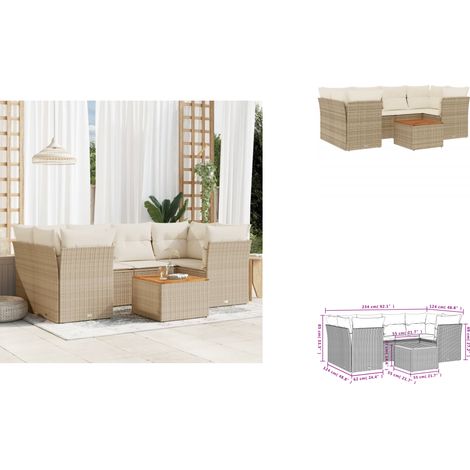 Salon de jardin avec coussins 7 pcs beige résine tressée - Ensemble Salon De Jardin - Meuble De Jardin - Mobilier Extérieur - Salon De Jardin Design - Fauteuil De Jardin (1/3)