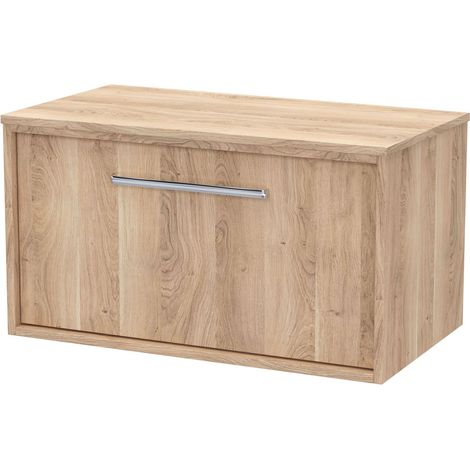 Sturbridge Contemporary 1 Drawer Wall Hung Vanity Unit with Laminate Worktop , 800mm, Bleached Oak