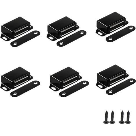 6 Pack Closet Magnets, Black Magnetic Stainless Steel, Heavy Duty, with Screws (1/5)