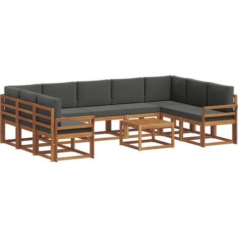 Conjunto de sofás de exterior 10 uds. Natural y Antracita vidaXL (1/5)