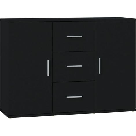 Credenza buffet cassettiera mobile contenitore organizer cucina soggiorno soggiorno 91 x 29,5 x 65 cm pannelli compositi nero 020036154