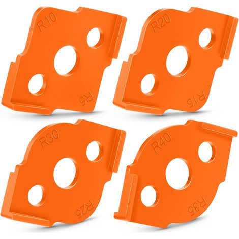 Gabarit de fraisage d'angle pour routeur – Lot de 4 gabarits de rayon – 8 rayons R5 à R40 – Matériau ABS – Pour coupes précises en bois (1/5)