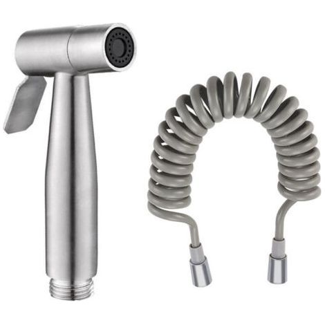 Toilet Hand Shower Kit, Stainless Steel Toilet Hand Shower, Silver Portable High Pressure Shower Head, with 2 Meter PE Hose, Suitable for Kitchens, Bathrooms or Hotels (1/5)