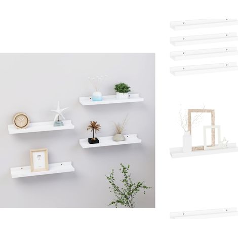 Wandregale 4 Stk. Weiß 40x9x3 cm - Wandregal - Regal Weiß - Möbel Für Die Wand - Badezimmerregal - Küchenregal (1/5)