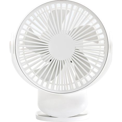 Ventilateur Pince – 4000mAh – 720° – 4 Vitesses – Silencieux – Maison/Bureau – Blanc – Élégant – Compact (1/5)