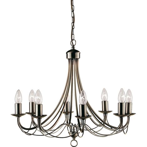 Searchlight Maypole - Lampadario a 8 luci con finitura in ottone anticato, attacco E14 (1/5)