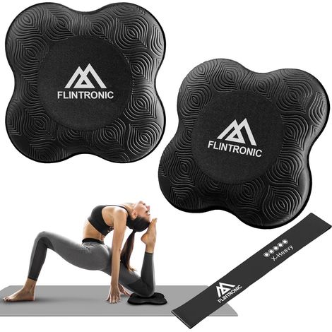 Yoga Knee Pad, 2 Piece Yoga Mat, Non-Slip Yoga Mat 20 x 20 cm, Yoga Cushion to Protect Knees, Hands, Wrists and Elbows, with Resistance Band (1/5)