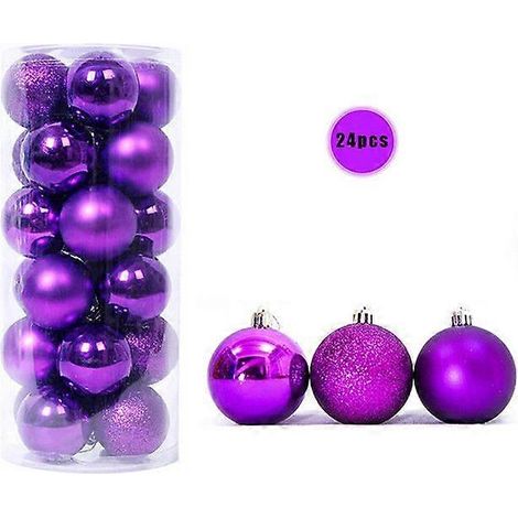 24 boules de Noël violettes de 4 cm de diamètre, à suspendre au sapin ou à suspendre. Décoration idéale pour Noël et le Nouvel An. (1/5)