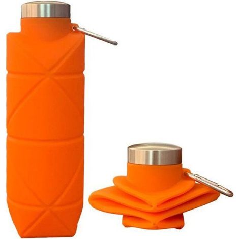 Bouteille d'Eau Pliable et Réutilisable en Silicone de 700ml, Tasse Portable Anti-Fuite pour Camping en Plein Air, Randonnée-orange (1/3)