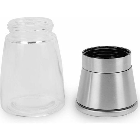 Moulin à Poivre - Acier Inoxydable Brossé - Corps en Verre - Réglage Fin de la Mouture - Usage Cuisine - 2 Pièces (1/2)