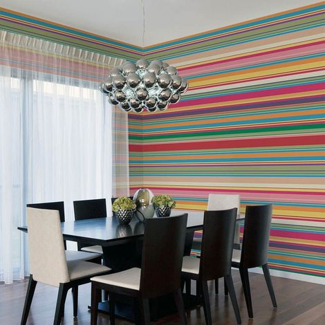 Papier peint avalanche de rayures - 300 x 230 cm (1/4)