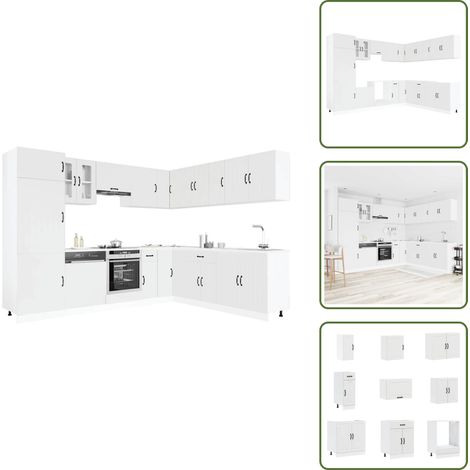 14-tlg. Küchenschrank-Set Lucca Weiß Holzwerkstoff - Küchenschrank-Set - Küchenschrank-Sets - Küchenzeile Einbauküche - Küchenschrank (1/5)