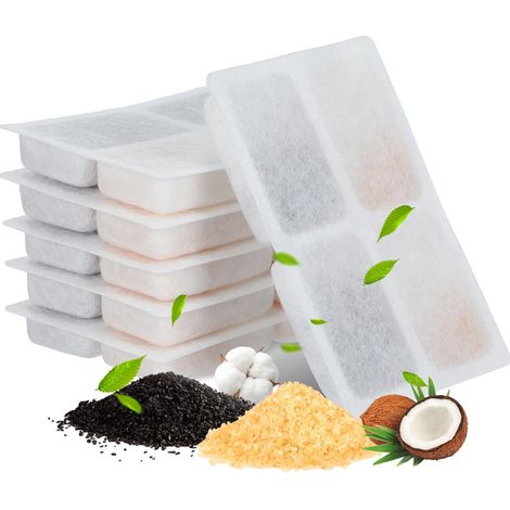 Lot de 6 cartouches filtrantes carrées pour fontaine à eau pour chats et chiens : comprenant des cartouches de rechange à charbon actif, adaptées aux fontaines à eau pour chats et chiens, dimensions : (1/5)