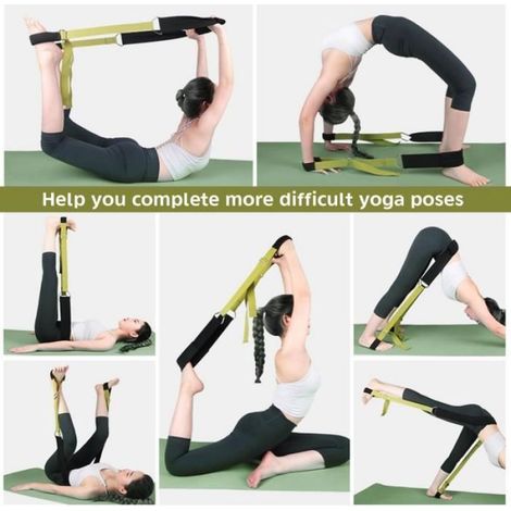 1 Sangle Yoga, Bandes de résistance réglables, Accessoire étirement polyester coton, pour sport maison (1/4)