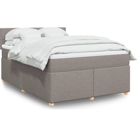 vidaXL Sommier à lattes de lit avec matelas Taupe 160x200 cm Tissu (1/5)
