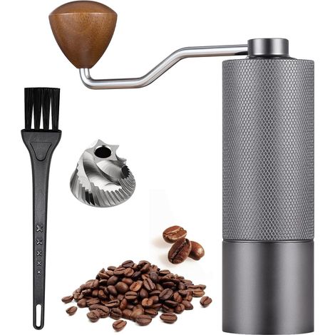 Molinillo de café manual universal - Capacidad: 25 g - Acero inoxidable - Mango de madera - Ajustes internos regulables - Doble rodamiento de bolas (1/5)