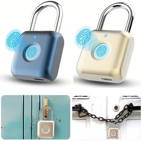 2 Serrures Biométriques USB, Cadenas Empreinte Haute Sécurité Métal (1/5)