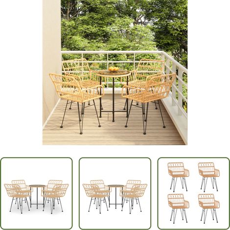 Salle à manger de jardin - Ensemble à manger de jardin 5pcs Résine tressée (1/5)