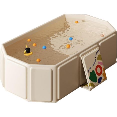 Baignoire pliable, 75 x 45 x 25 cm, portable, pour les membres de la famille et les animaux domestiques, accessoire d'extérieur et domestique, beige (1/5)