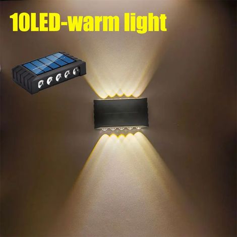 Applique murale solaire LED (lumière chaude) - Éclairage décoratif extérieur - Étanche - Éclairage par le haut et par le bas - Idéale pour les cours et les rues - Étanche (1/5)